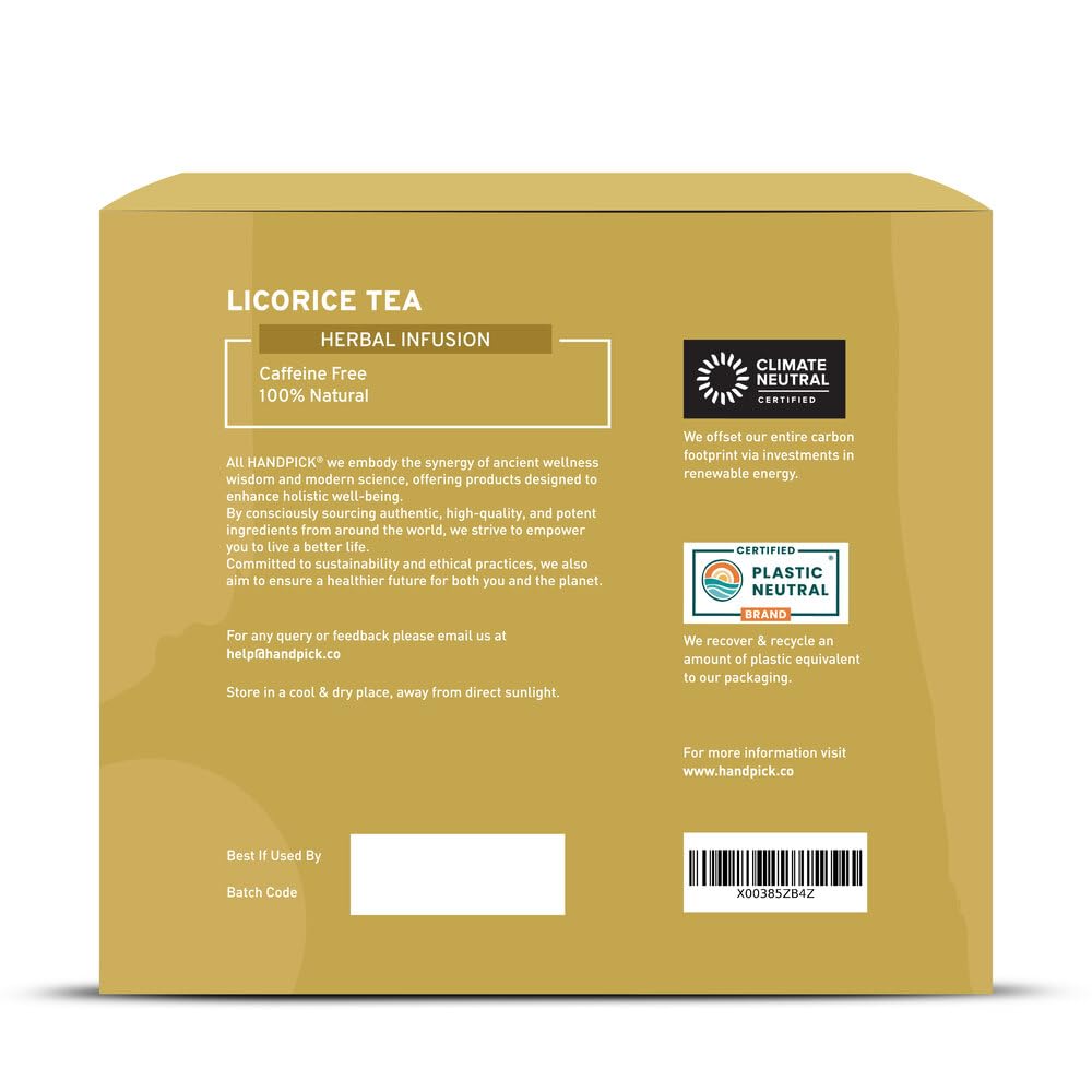HANDPICK Licorice Root Herbal Tea Bags - 50 Count, 2g Each | Caffeine-Free, Non-GMO 8