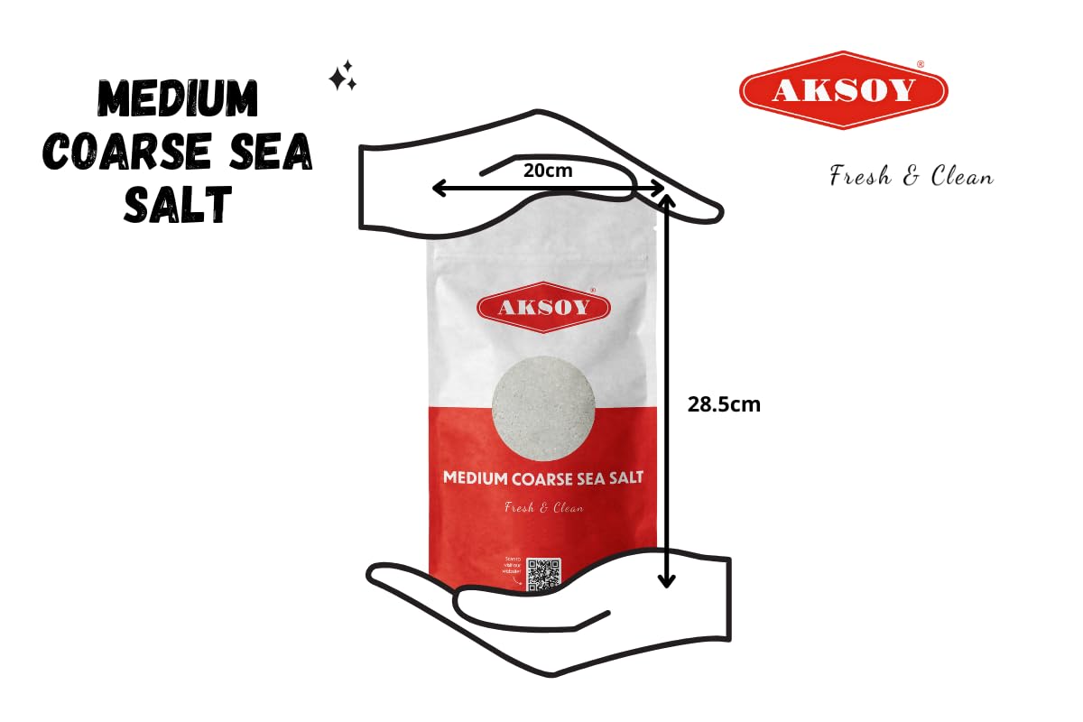 AKSOY Sea Salt - Medium Coarse Grain | 1kg | GMO Free, Vegan 7