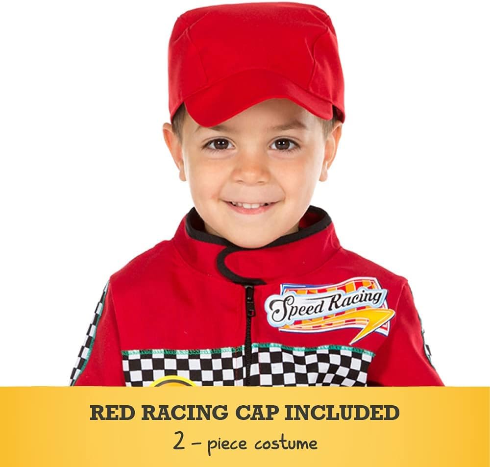 PRETEND TO BEE Racing Driver Costume - Red Suit and Cap, 2-3 Years 2