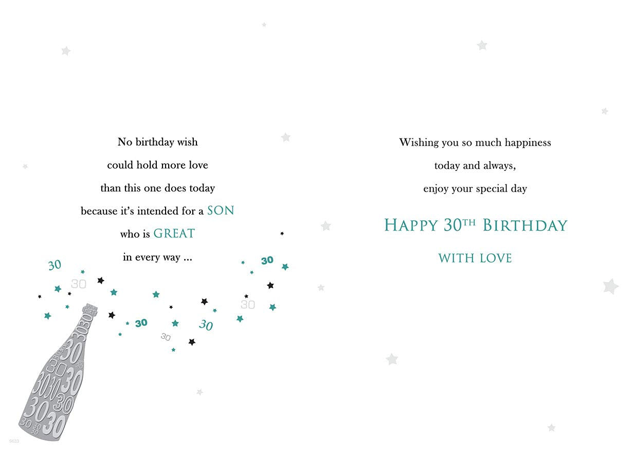 Piccadilly Greetings 30th Birthday Card for Son | 10 x 7 Inches | Green 2