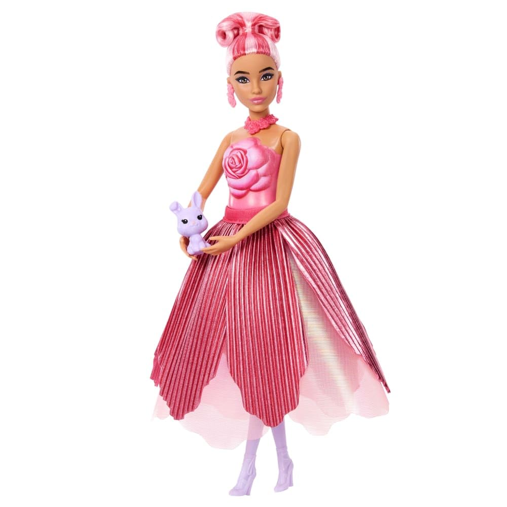 Barbie Petal Pop Scented Doll with Rose Dress & Accessories, Bouquet Reveal | Model JMF59 5