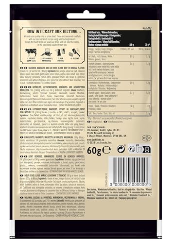 Jack Link's Biltong Jerky Original - Pack of 12 x 60g, Gluten Free High Protein Beef Snack