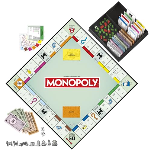 Monopoly-Brettspiel mit Ablagefach und größeren Metallspielmarken – englische Version 9