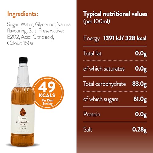 Simply Cinnamon Bun Syrup - Vegan, Nut Free & Halal Certified Flavoured Syrup
