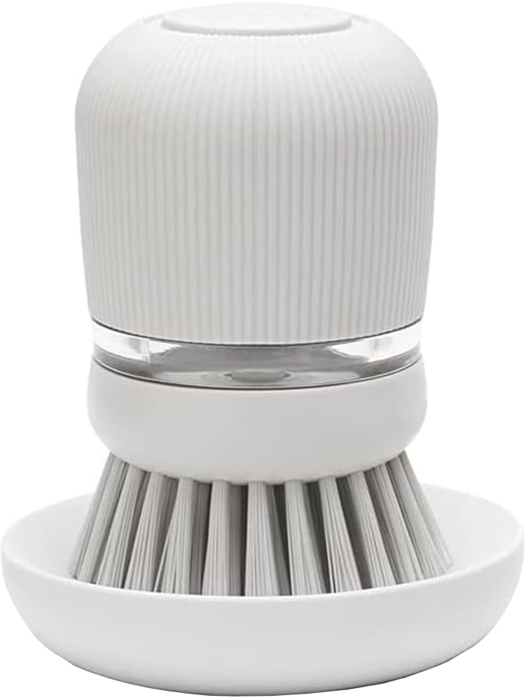 Brabantia Refillable Soap Dispensing Washing Up Brush - Ergonomic Grip | Light Grey | Includes Holder 1