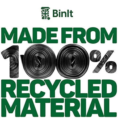 BIN IT Ultra Heavy Duty 120L Refuse Sacks 10 Pack, 80kg Lift Tested, 60μm Thickness, Recycled LDPE Bin Liners