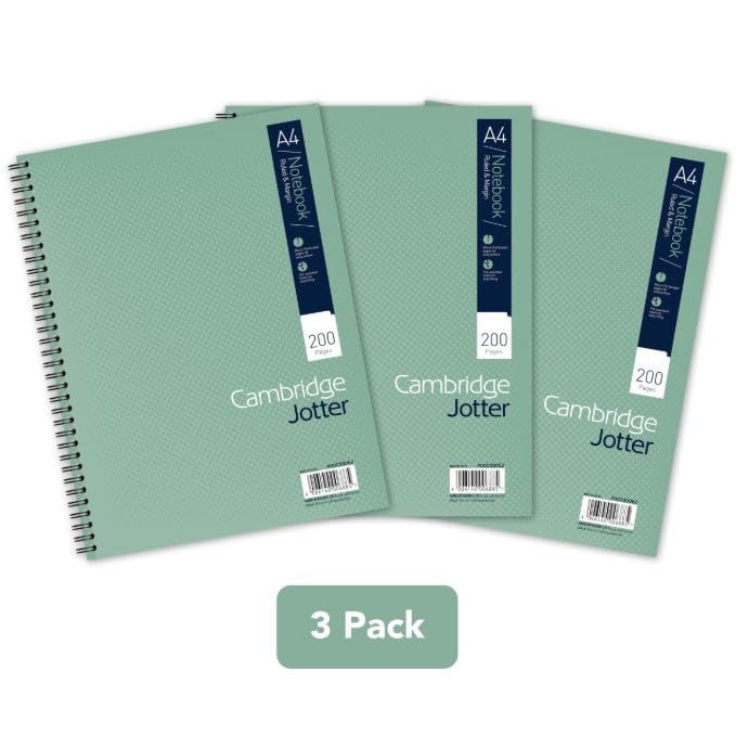Cambridge Jotter A4 Wirebound Notebook - 200 Ruled Pages, Pack of 3, Green 7