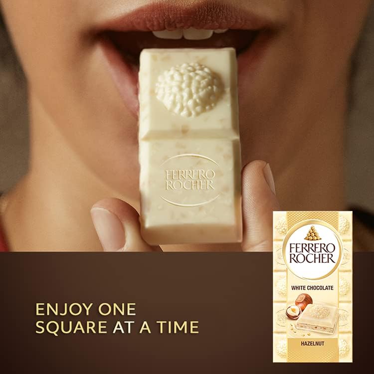 Ferrero Rocher Weiße Schokoladentafel mit knusprigen Haselnüssen – Schokoladen-Geschenk-Snack 90 g 3