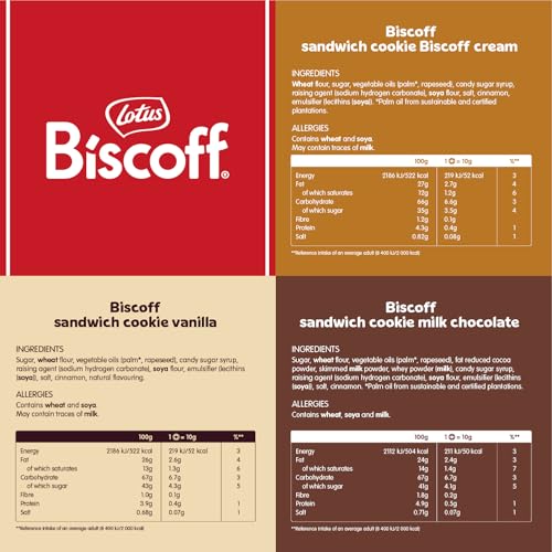 Lotus Biscoff - Sandwich Biscuits Variety Pack - 3 Flavours - 6 Rolls (90 Cookies) 6