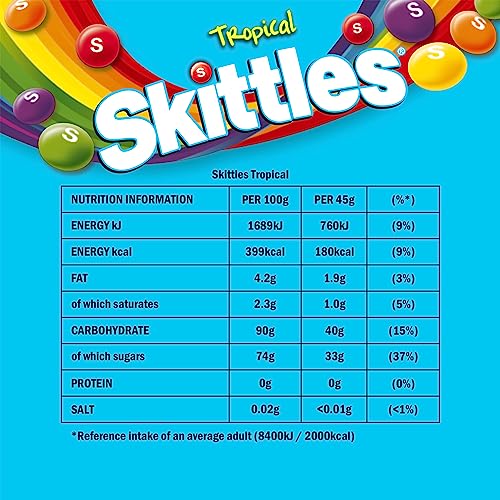 Skittles Tropical Fruit Chewy Sweets Vegan Pouch 136g