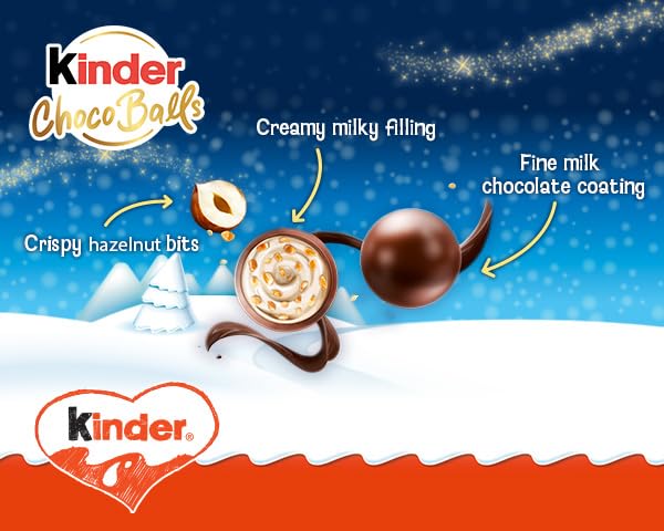 Kinder Balls G90x17 Milk & Hazelnut Chocolate Candy Variety Pack Christmas Edition