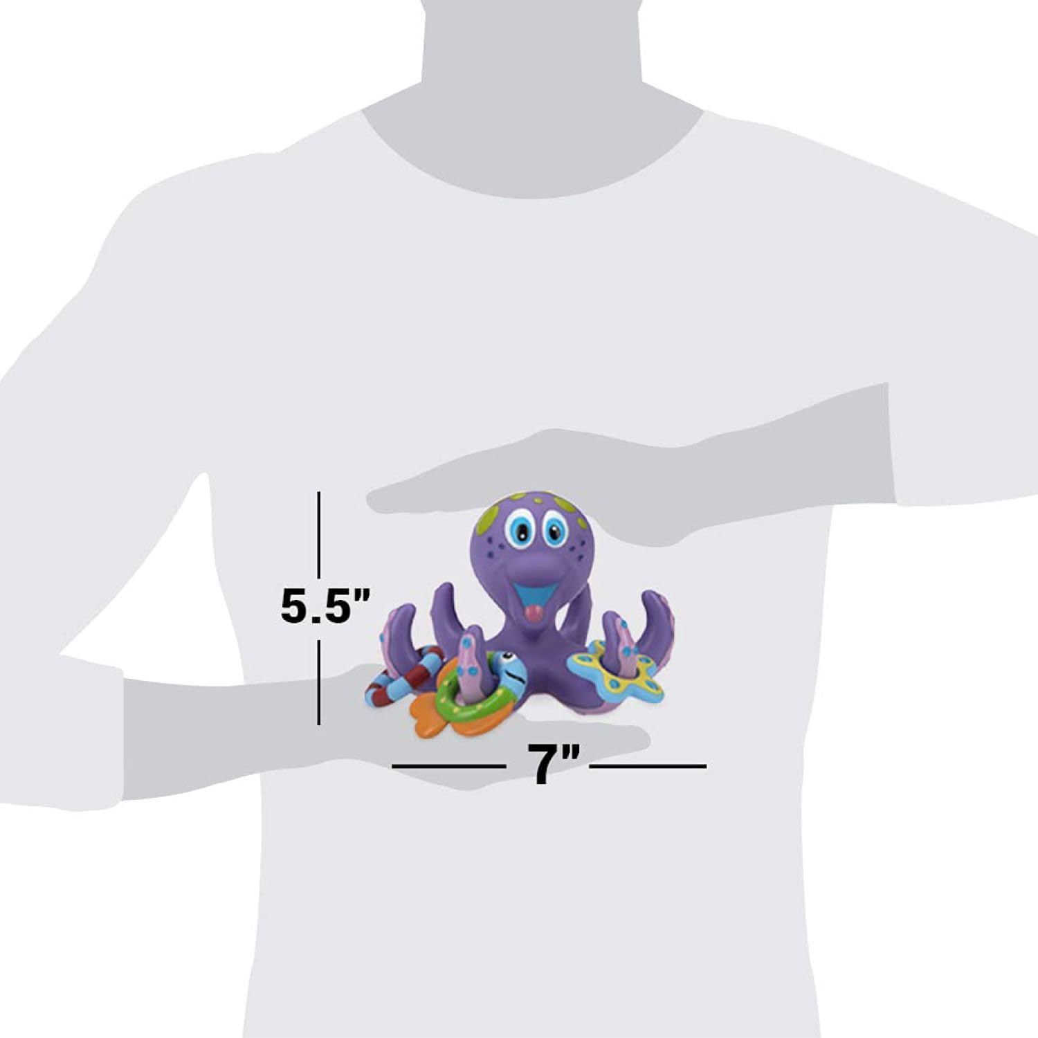 Nuby Floating Octopus Bath Toy with 3 Throwing Rings | Ages 18 Months+ | Purple 9