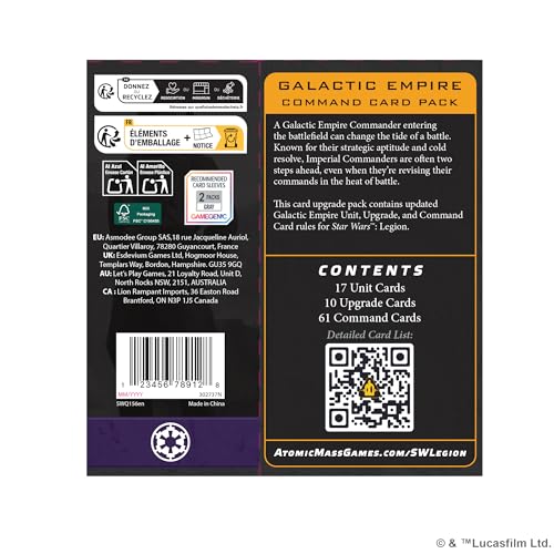 Atomic Mass Games Star Wars: Legion Galactic Empire Command Card Pack Expansion