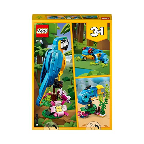 LEGO Creator 3 in 1 Exotic Parrot, Frog, and Fish Building Set - Ages 7+ 10
