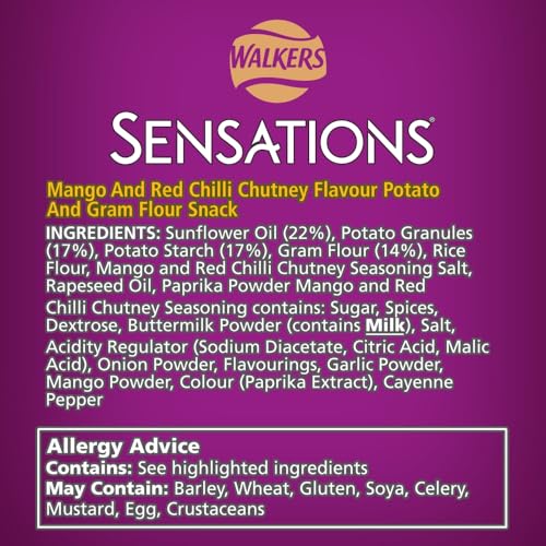 Walkers Sensations Mango & Chilli Chutney Sharing Poppadoms 82.5g