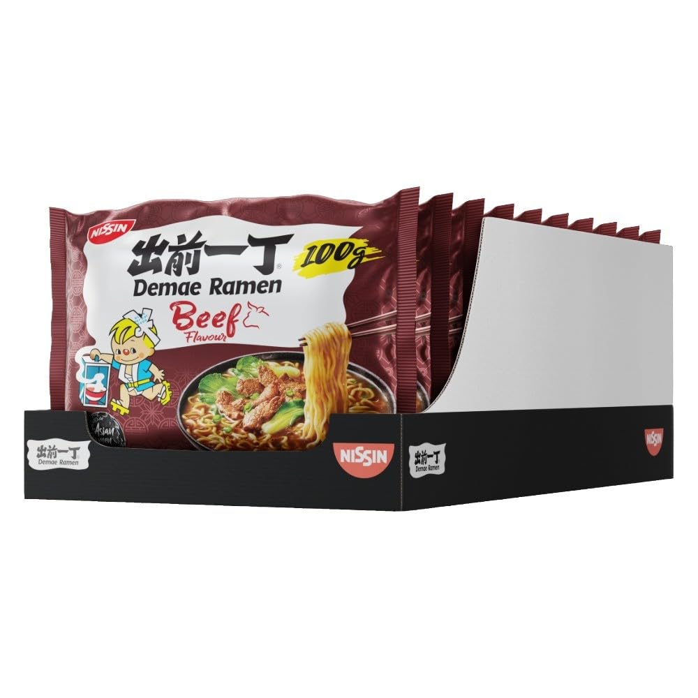 NISSIN Ramen Beef Flavoured Instant Noodles - 100g Pack of 10
