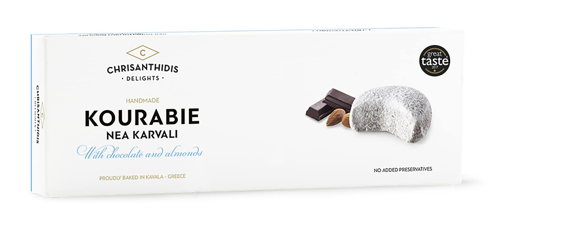 Chrisanthidis Delights Kourabie Shortbread with Chocolate and Almonds | 200g Handmade Greek Cookie