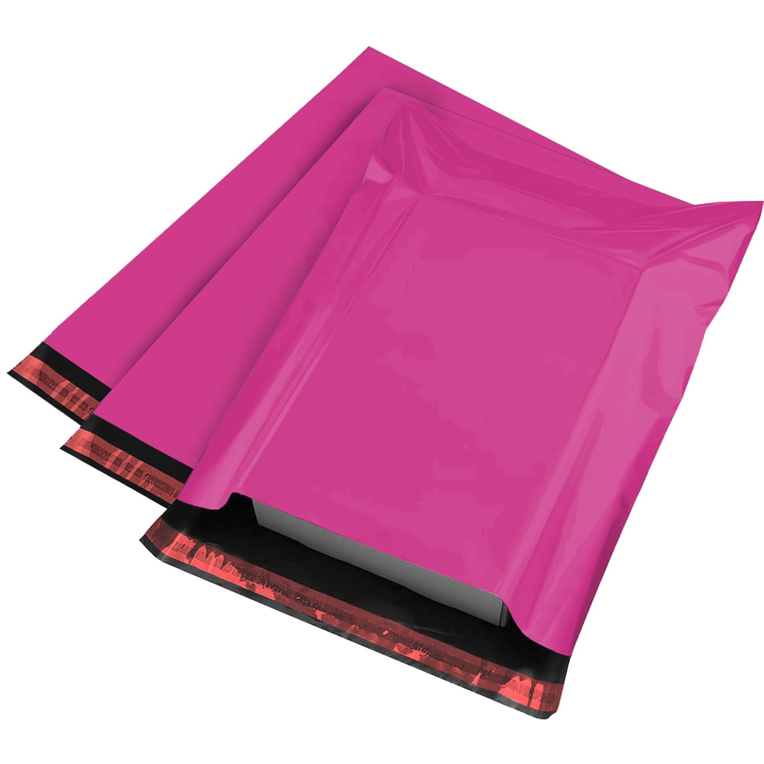 YUNJU 60 Mixed Size Hot Pink Plastic Mail Bags - Self-Seal, Waterproof Shipping Envelopes 6
