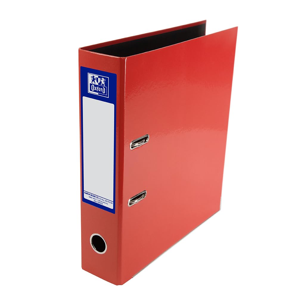 Oxford Premium A4 Lever Arch File - Heavy Duty, 70mm Spine, Red | 560 Sheet Capacity 1
