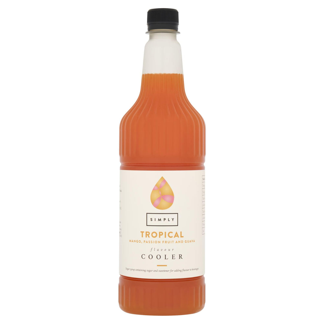 Simply Tropical Cooler Mango Passion Fruit Guava Syrup - Vegan & Gluten Free Beverage Concentrate