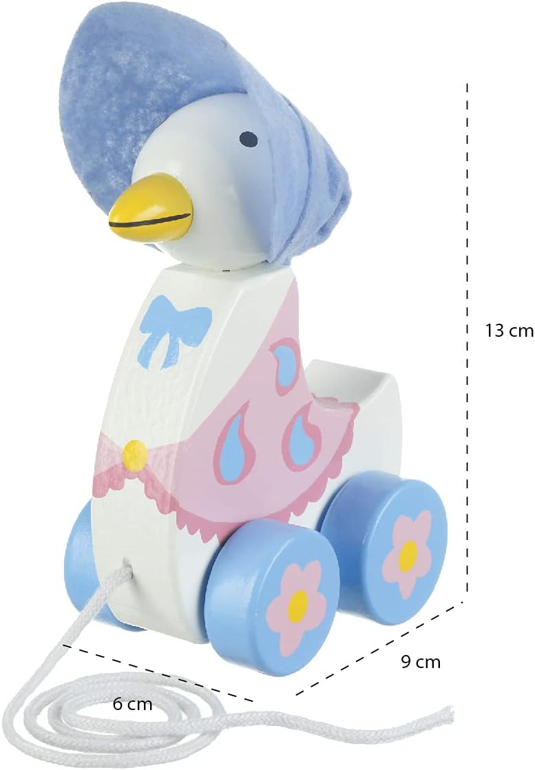 Orange Tree Toys Jemima Puddle Duck Pull Along - Licensed Peter Rabbit Wooden Toy for Toddlers 2