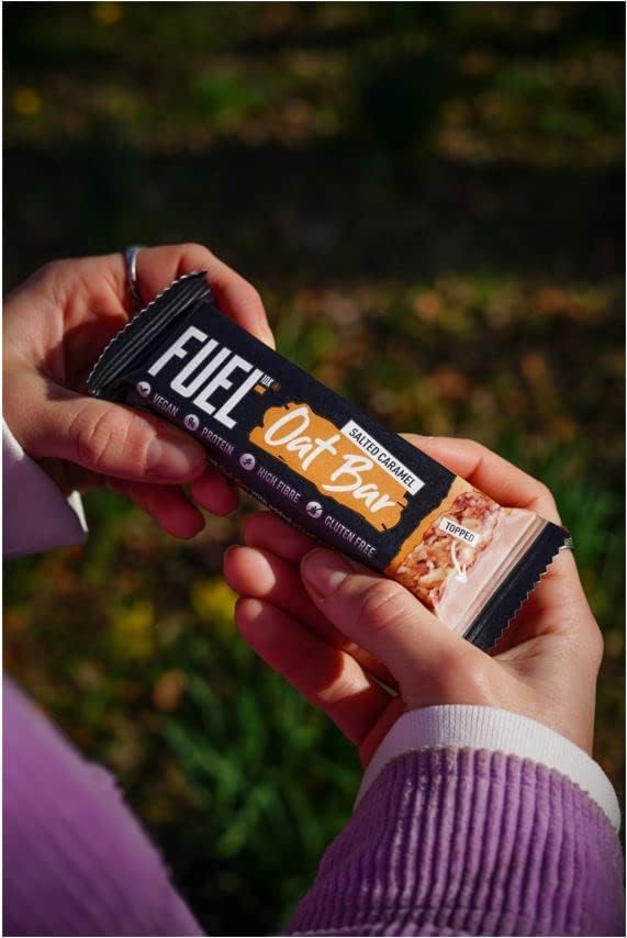 FUEL10K Salted Caramel Oat Bars, High Protein & Fibre, Vegan, 45g (Pack of 16)