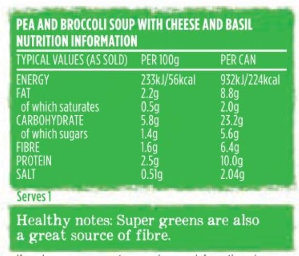 Baxters Super Good Pea, Broccoli and Basil Pesto Soup, 400g