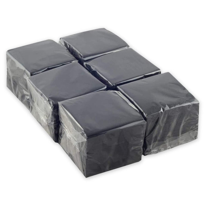 Hostelnovo Black Micro-Quil Paper Napkins - Pack of 600 Disposable Cocktail Napkins