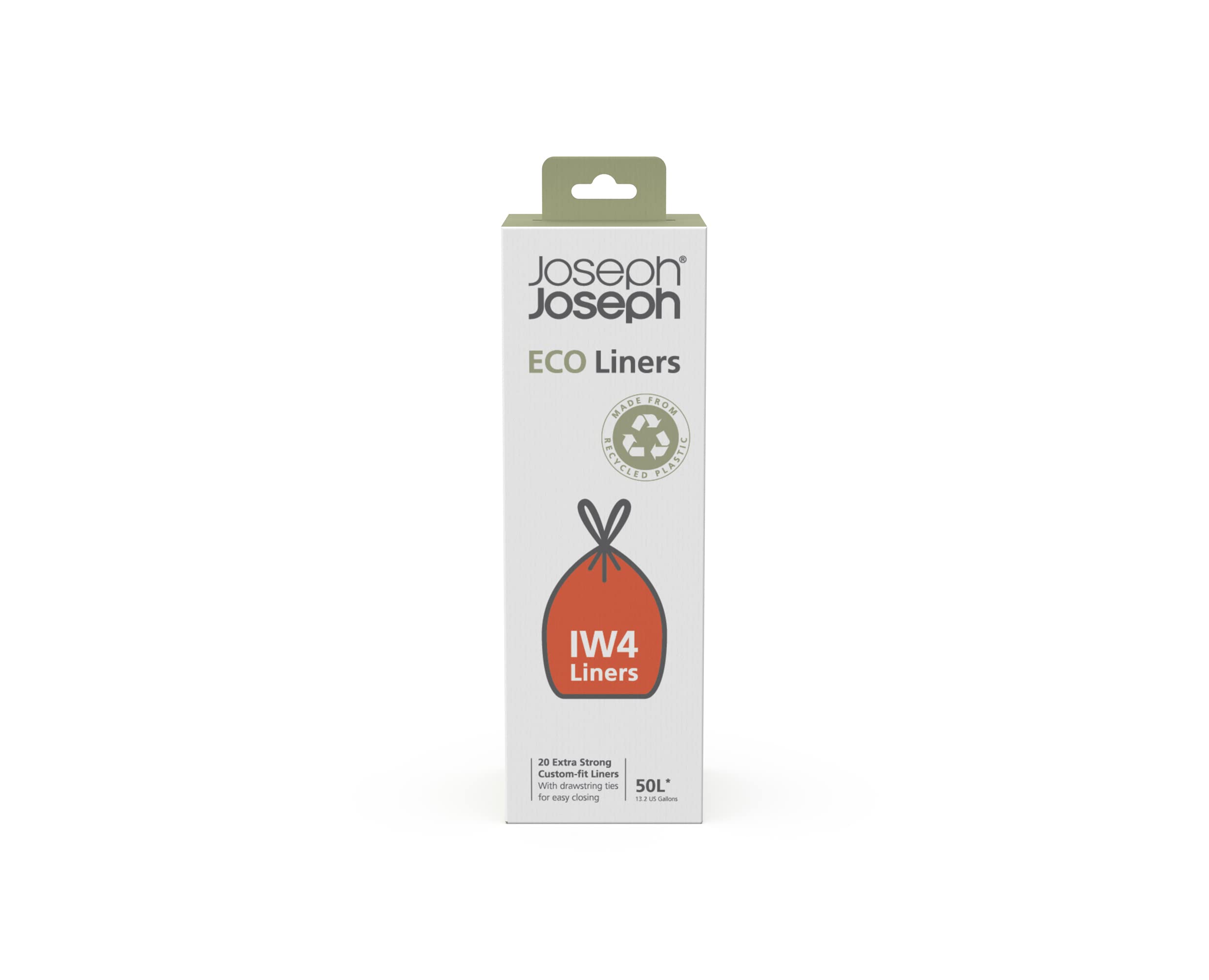 Joseph Joseph IW4 Eco Recycled Plastic Bin Liners - 50L Capacity, Grey, 20 Count 1