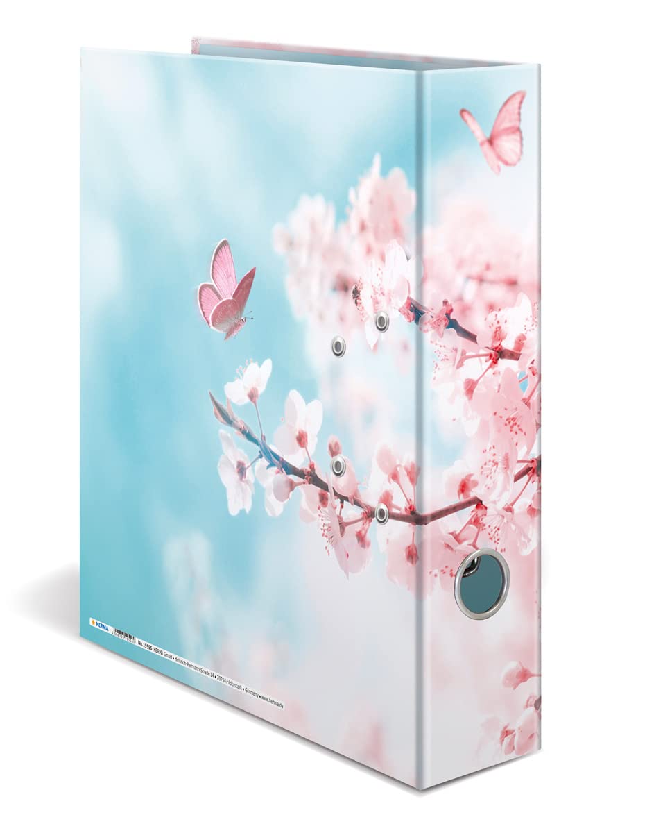 HERMA 19556 Ring Binder - A4, 70mm Wide, Cherry Blossom Motif | Cardboard Metal 2