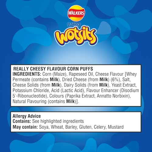 Walkers Wotsits Really Cheesy Multipack Snacks Crisps 20x16.5g