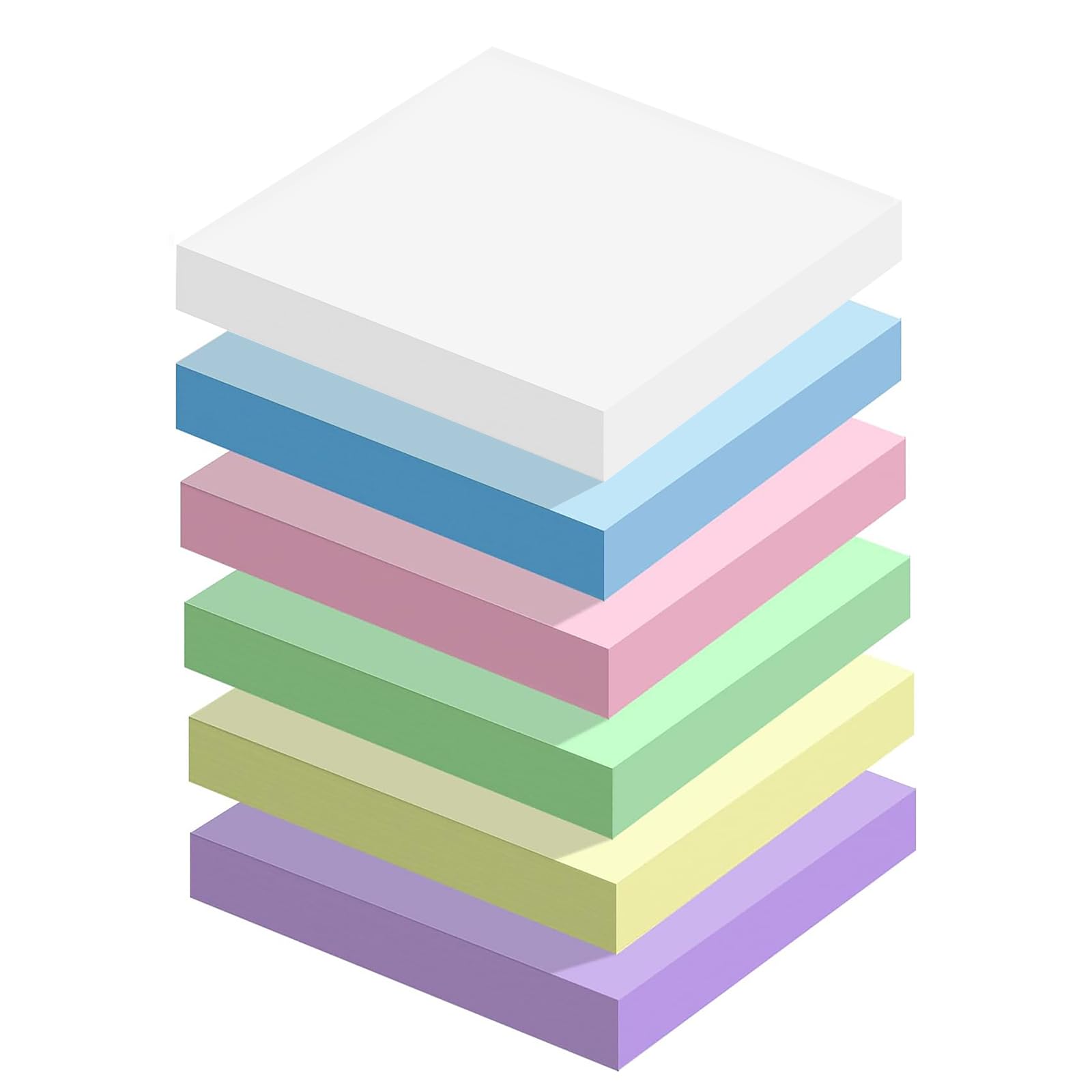 MOXYOY Super Sticky Pastel Self-Stick Notes - 600 Sheets | 76x76mm | 6 Colors