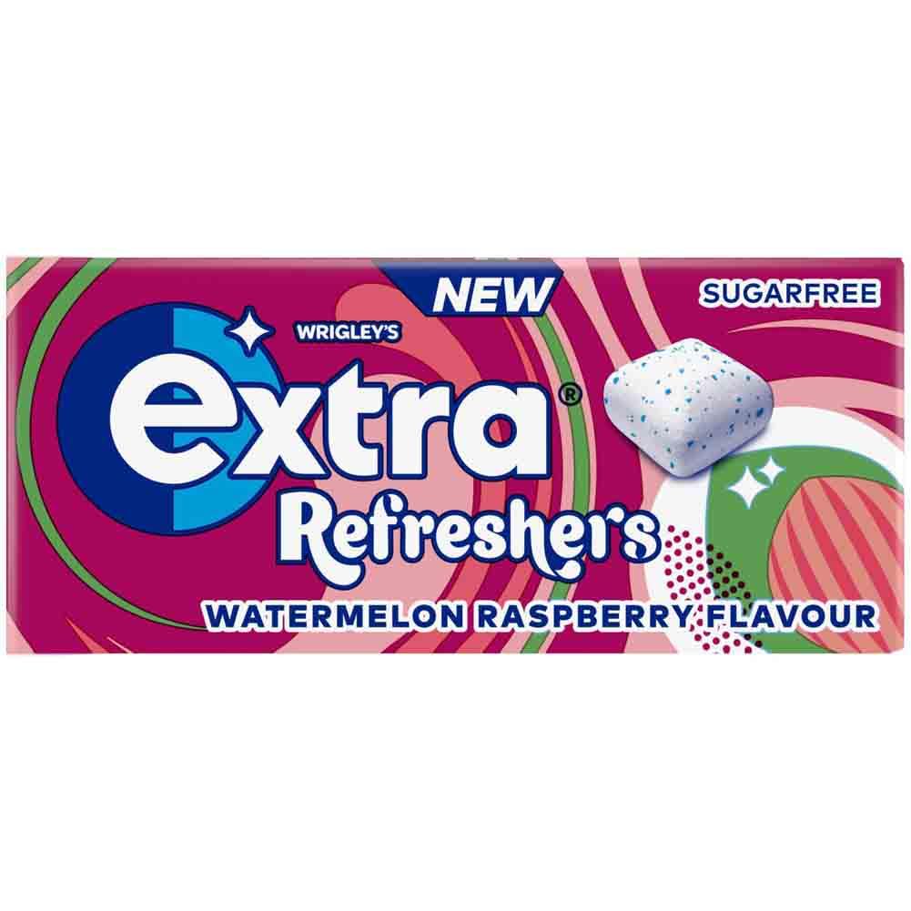 Extra - Refreshers Watermelon Raspberry Flavour Sugarfree Chewing Gum (16 Packs, 7 Pieces Each)