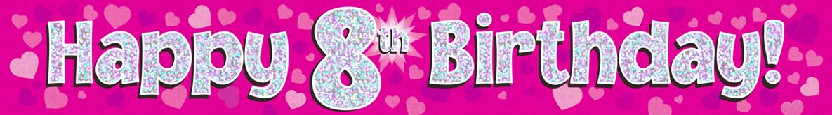 Oaktree UK 9ft Happy 8th Birthday Pink Foil Banner 1