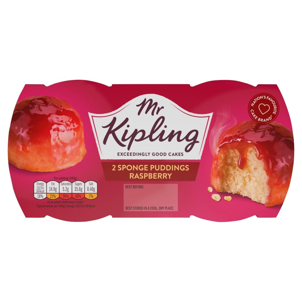 Mr Kipling Raspberry Sponge Pudding Desserts, 190g (Pack of 4)