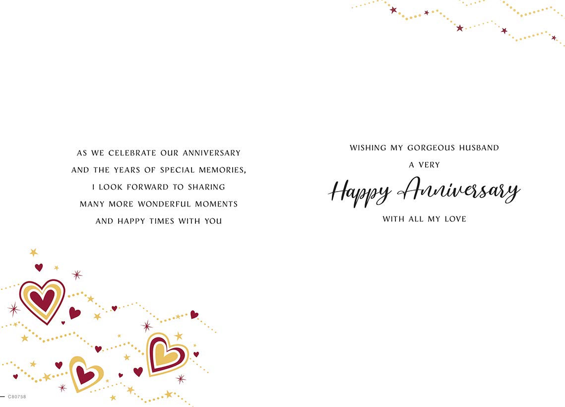 Piccadilly Greetings Anniversary Card for Husband - 9 x 6 inches | Magenta 2