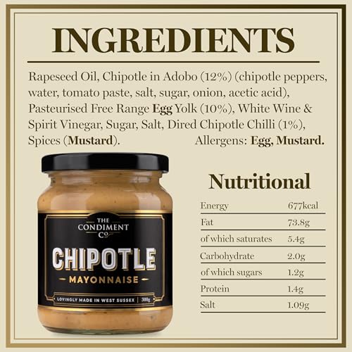 The Condiment Company Chipotle Mayonnaise 300g - Spicy Smoky Mayo with Adobo