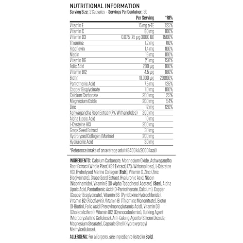 Applied Nutrition Haar, Haut, Nägel – Nahrungsergänzungsmittel mit Biotin und Meereskollagen (60 Kapseln) 7