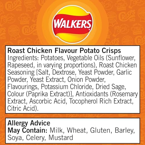 Walkers Roast Chicken Crisps 45g (Case of 32) - 100% British Potatoes, No Artificial Colours