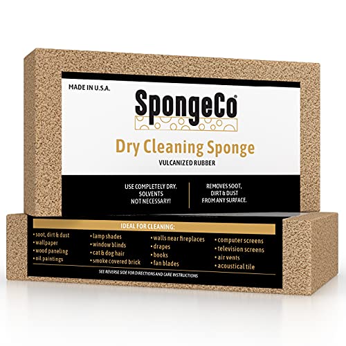 SpongeCo Dry Cleaning Soot Eraser Sponge - Chemical-Free Dust & Pet Hair Removal | Beige | 1 Pack Single