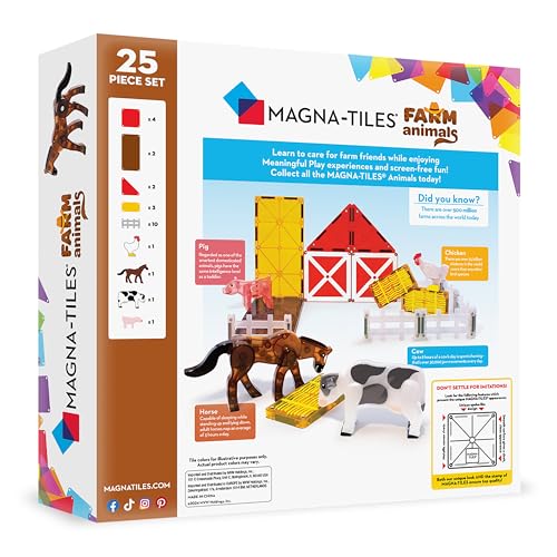 MAGNA-TILES Farm Animals 25-Piece Magnetic Construction Set - Ages 3+ 7