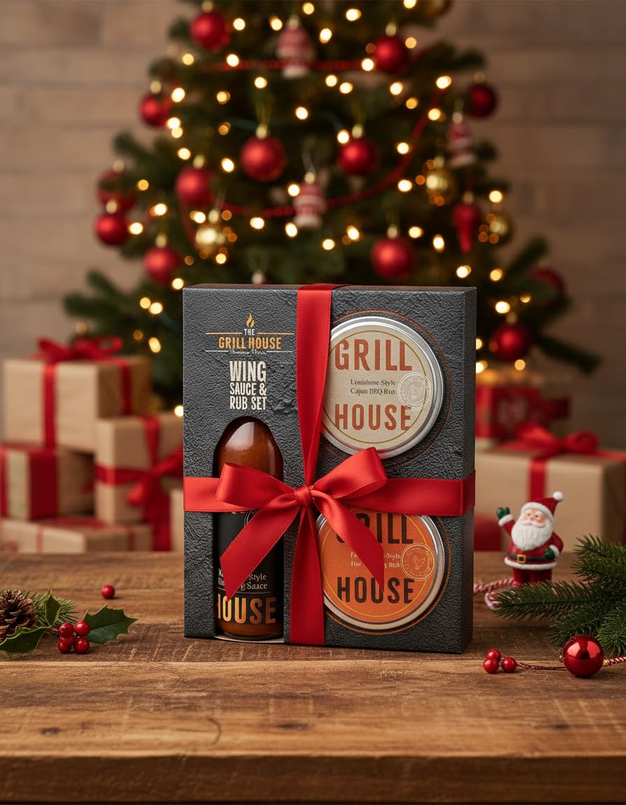 Grill House Wing Sauce & BBQ Rub Gift Set - 140 ml Hot Sauce, 2 x 20 g 2