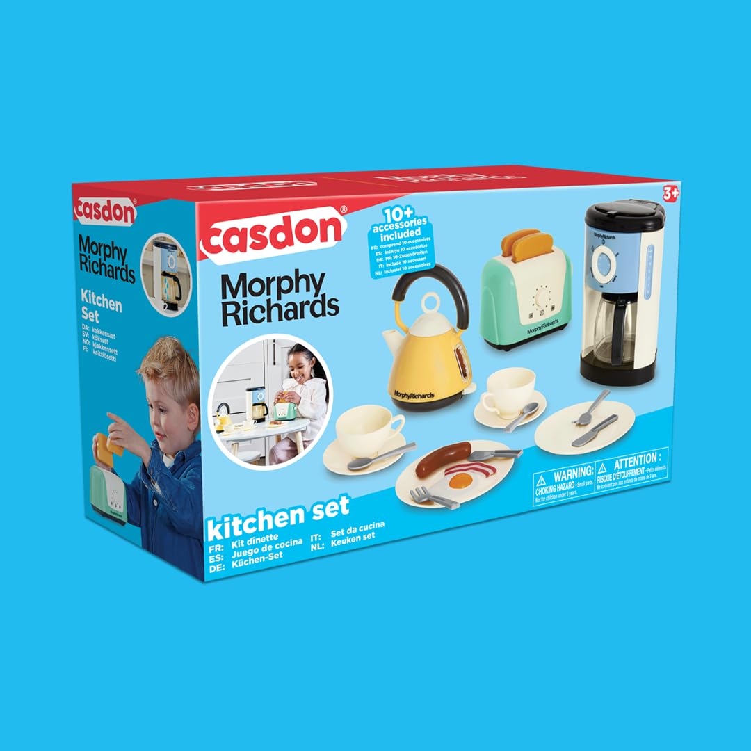 Casdon Morphy Richards Kitchen Set - Toy Appliances with Toaster, Kettle, Coffee Maker | Pastel | Ages 3+ 6