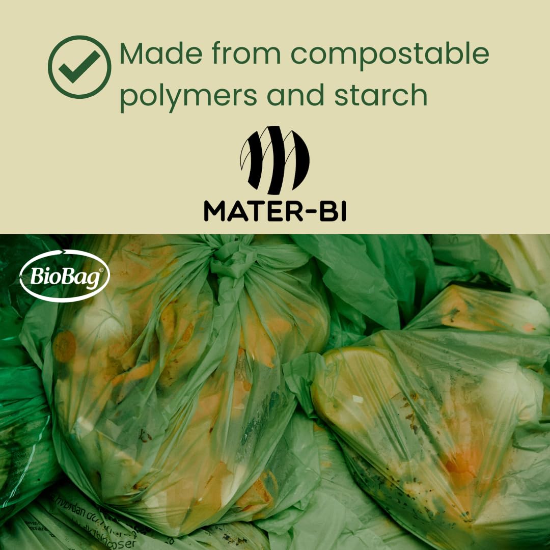 BioBag 100% Compostable Caddy Bin Liners - 12L Capacity, 14 Count, Green 5