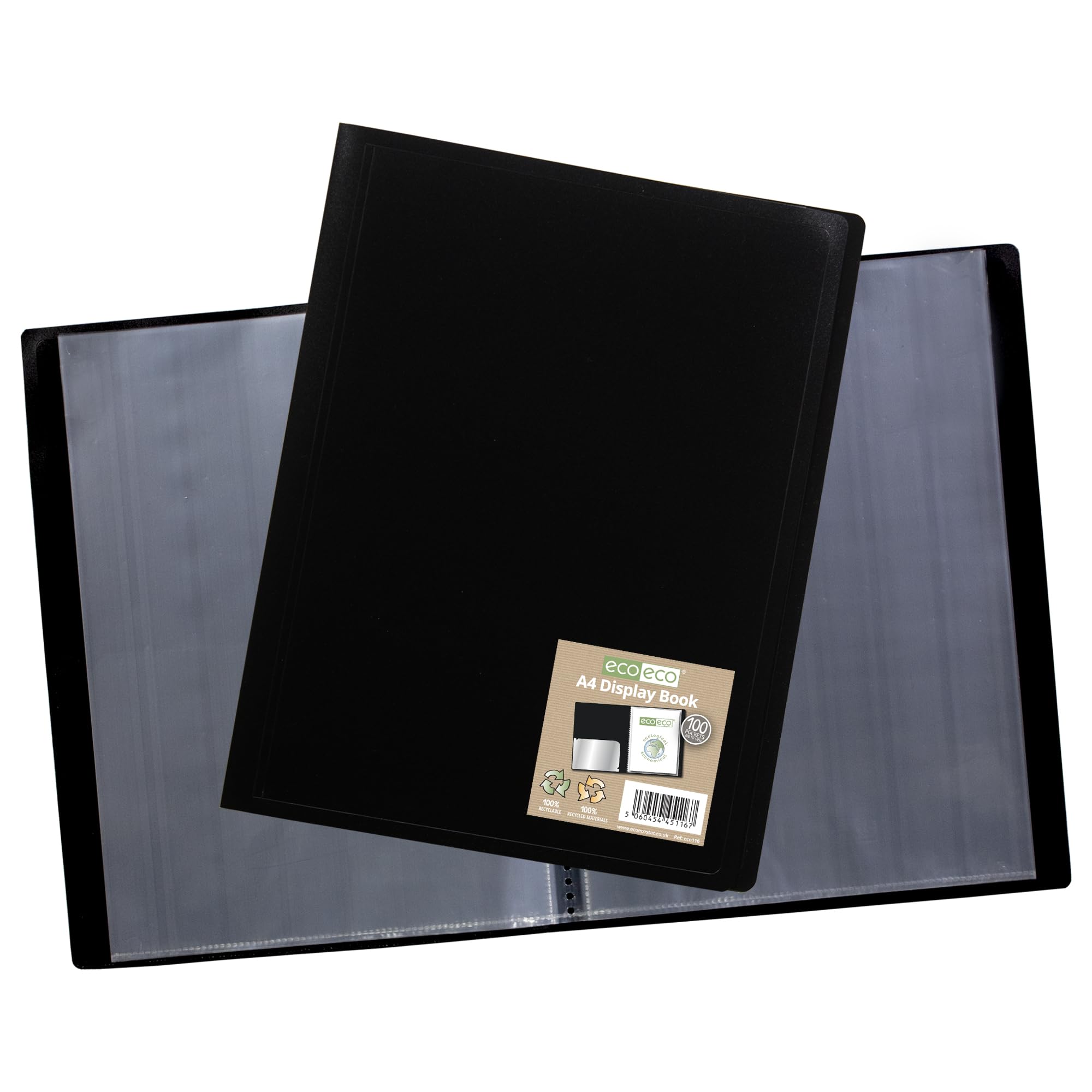 eco-eco A4 100 Pocket Recycled Flexible Cover Portfolio Book | Acid-Free Pages | Storage Pocket 3