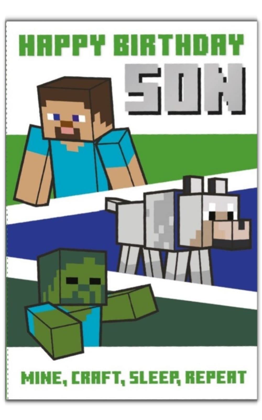 Danilo Promotions LTD Minecraft Son Birthday Card | 9 x 6 Inch Gaming Card