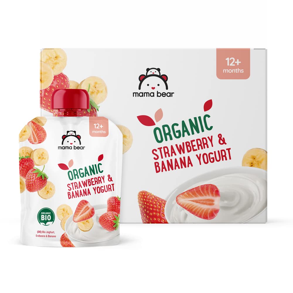 Mama Bear Organic Strawberry & Banana Yogurt Purée, 6 x 90g Pouches 3