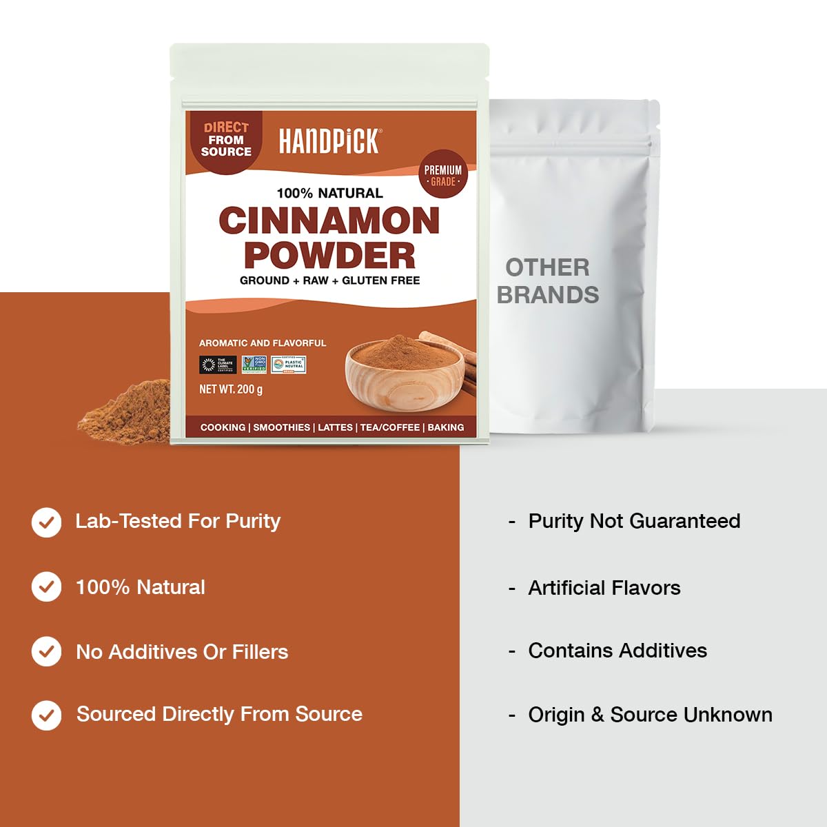 HANDPICK Cinnamon Powder - Raw Ground Spice for Cooking, Smoothies, Lattes & Tea | 200g (7oz) Resealable Pouch 6