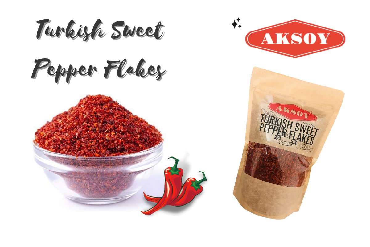 AKSOY Premium Turkish Sweet Red Pepper Flakes (Pul Biber) - 750g Resealable Bag | Mild & Sweet Flavor 3