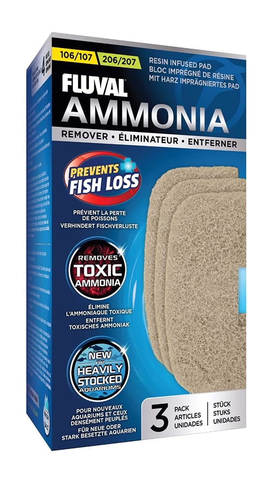 Fluval Ammonia Remover Pad - For 106/107 & 206/207 Filters | Controls Ammonia Spikes | 3 Count